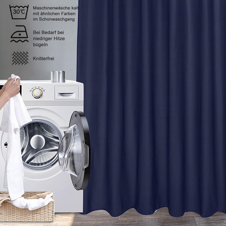 EurCross Duschvorhang Blau180x200 cm, Wasserdicht Waschbar Anti Schimmel Shower Curtain, Textil Poly