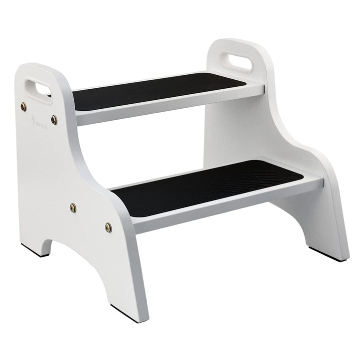 StrongTek Wood 2 Tritthocker für Kinder mit Rutschfester Trittfläche, tragbaren Griffen, rutschfeste