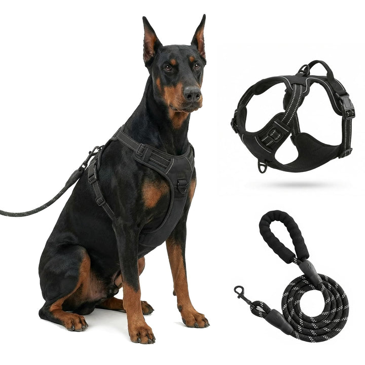 Hundegeschirr mit Griff， mittelgrosse & Grosse Hunde - Hunde Geschirr，Atmungsaktiv Reflexstreifen Br