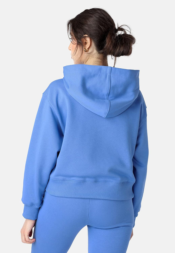 Bellivalini Kapuzenpullover kurz Damen Sportanzug Oberteil Jogging Pullover BLV208 XS Blau, XS Blau