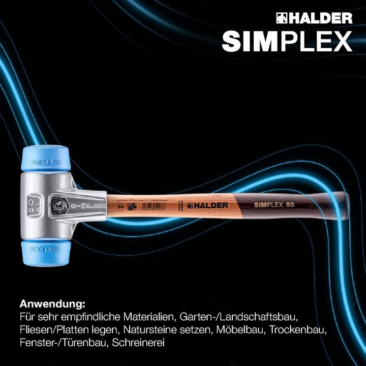 SIMPLEX-Schonhammer, TPE-soft; mit Aluminiumgehäuse und hochwertigem Holzstiel | D=30 mm | 3101.030