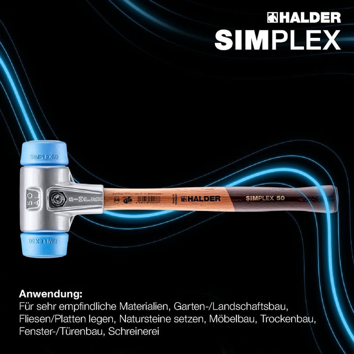 SIMPLEX-Schonhammer, TPE-soft; mit Aluminiumgehäuse und hochwertigem Holzstiel | D=60 mm | 3101.060
