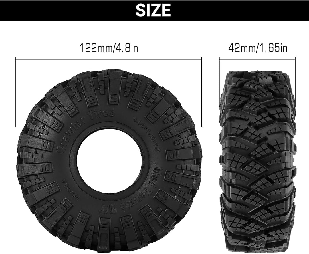 INJORA 1.9 Mud Terrain Reifen Kraken Claw Reifen für Axial SCX10 Pro UTB18 TRX4 Redcat VS4-10 Redcat