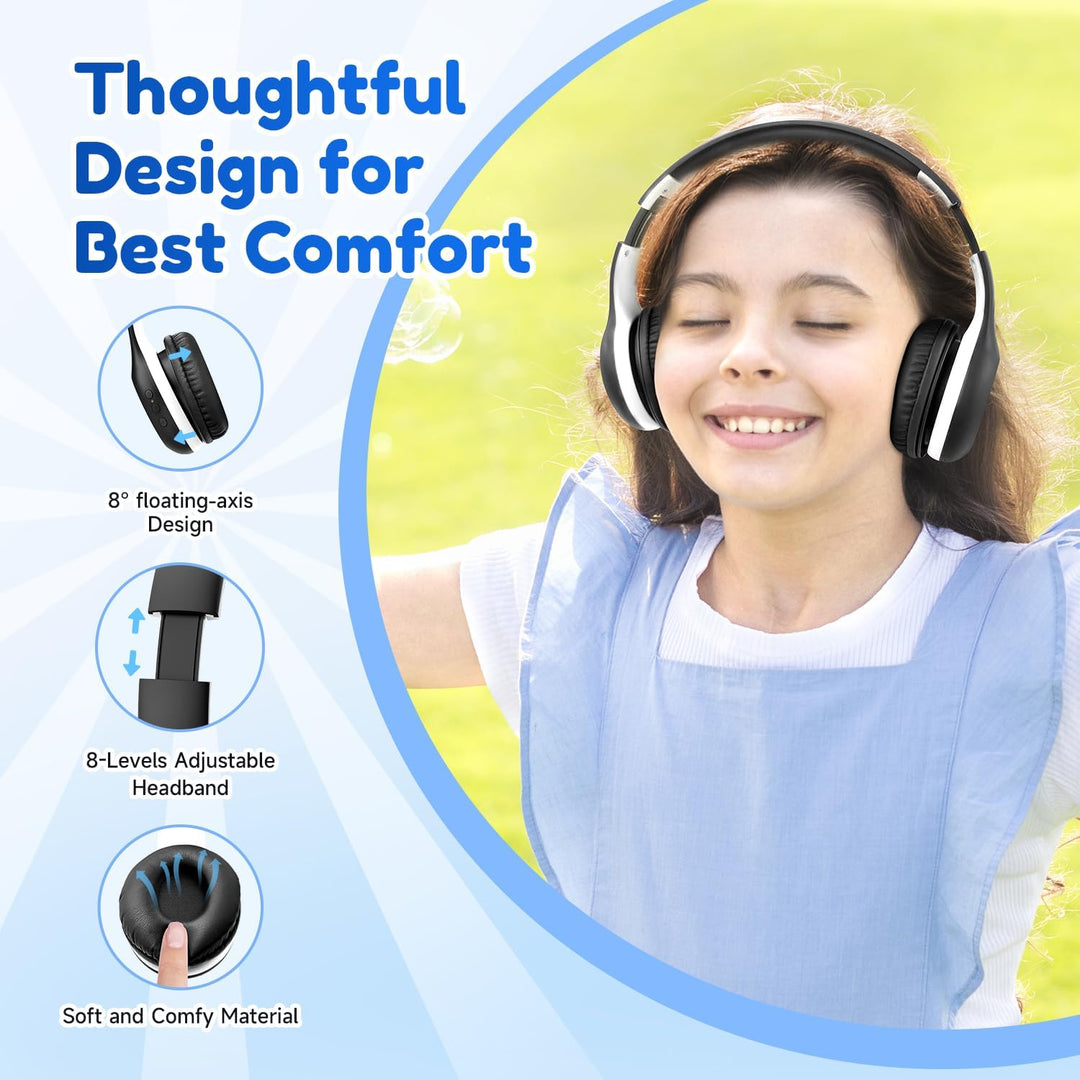EarFun Bluetooth Kopfhörer Kinder, 85/94dB Lautstärkeregelung, HiFi Sound, HD-Mikrofon, 40 Std Akku,