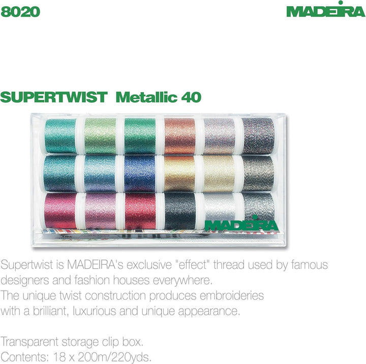 Madeira 8020 Stickbox Metallic Supertwist 18 Spulen 200 M