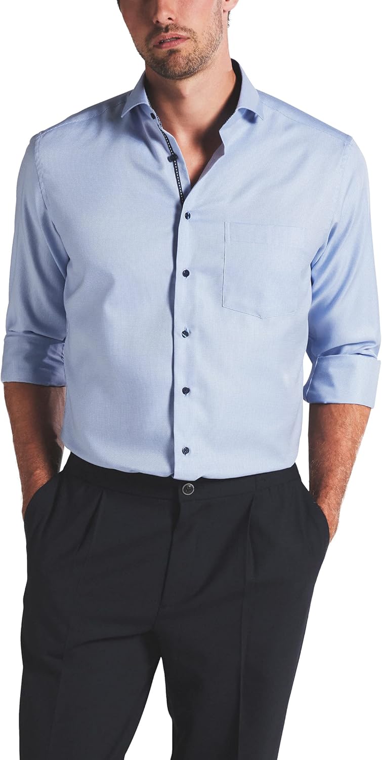 ETERNA Langarm Hemd Modern Fit Twill strukturiert 41 Hellblau, 41 Hellblau