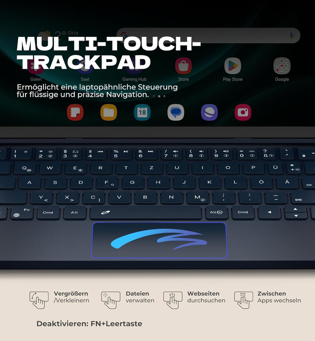 Dexnor Tastatur Hülle für Samsung Galaxy Tab A9+ Plus 11 Zoll 2023, Keyboard Cover mit Magnetisch Mu