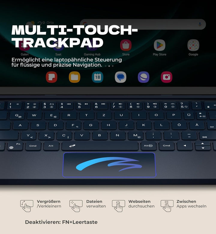 Dexnor Tastatur Hülle für Samsung Galaxy Tab A9+ Plus 11 Zoll 2023, Keyboard Cover mit Magnetisch Mu