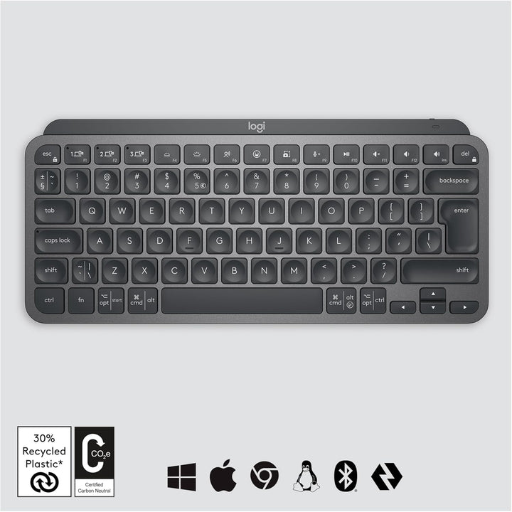Logitech MXKeysMinimalist Wireless Illuminated KB Tastatur UK Single, Single