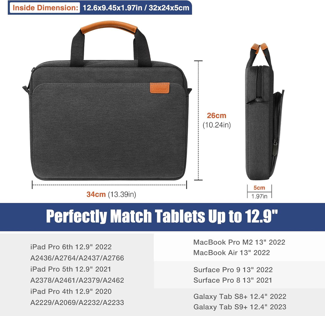 MoKo 12.9 inch Tablet Tasche Hülle, Tragetasche Umhängetasche aus Polyester, Schutztasche mit Schult