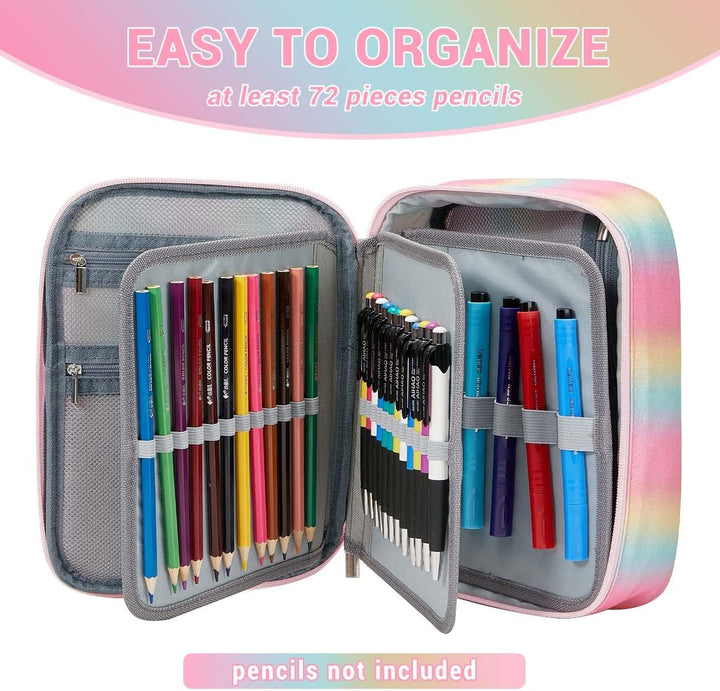 VASCHY Grosse Federmäppchen, Multi Fächer Mäppchen Organizer 72 Stück Etui Schule Federmappe Federta