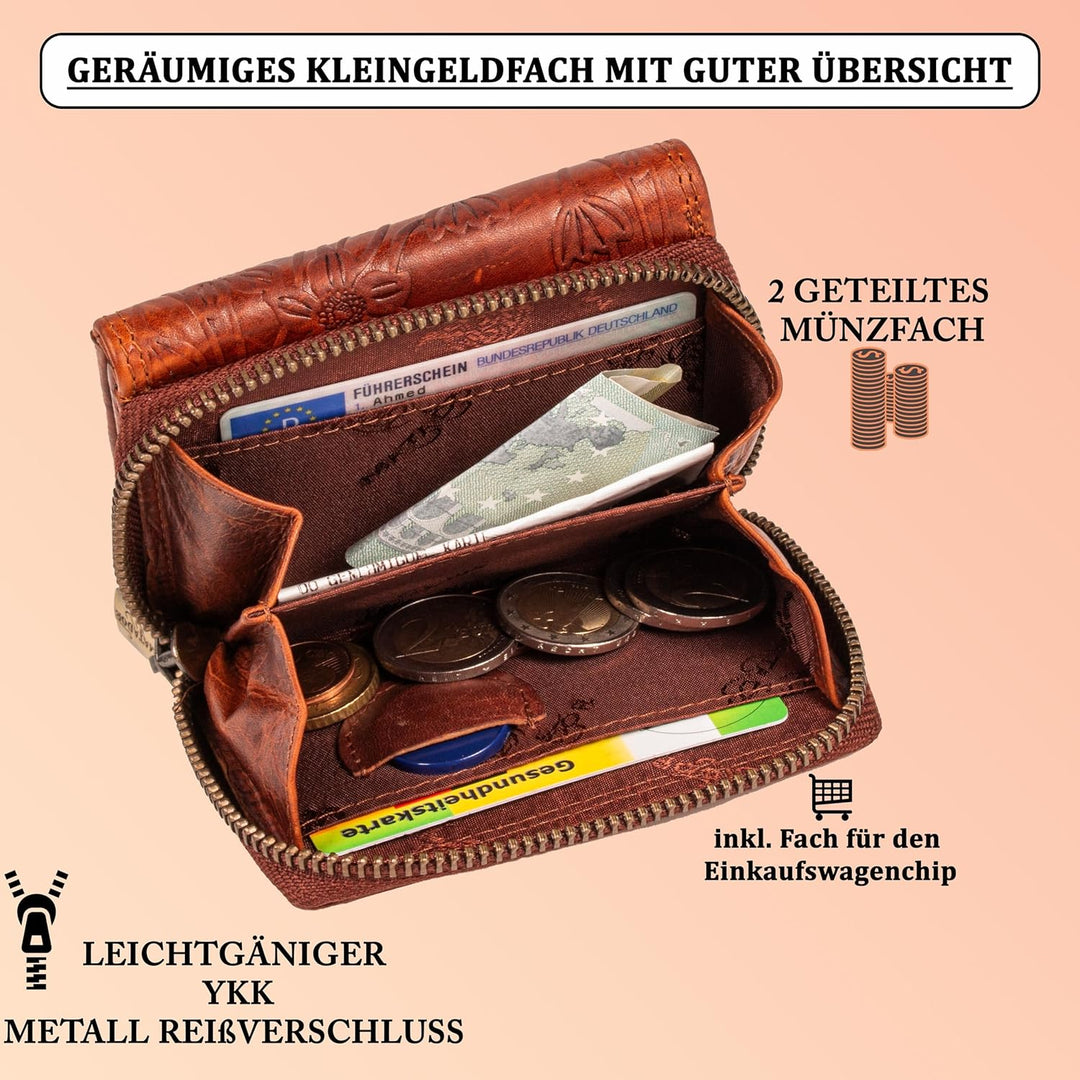 MATADOR Kleine ECHT Leder Geldbörse CHIQUITO Damen Portemonnaie Klein Frauen Geldbeutel TüV Geprüfte