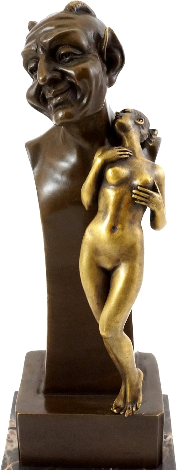 Bronzefigur - Akt Figur - Faun Büste mit Jungfrau - Wiener Bronze - Bergmann-Stempel - Vienna - Teuf