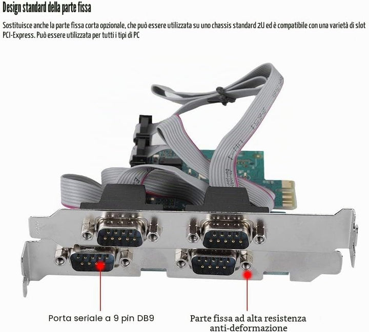 PCI-E Adapter, PCI-E auf RS232 4-Port Serial Port Konverter PCI Express Controller Adapter Erweiteru