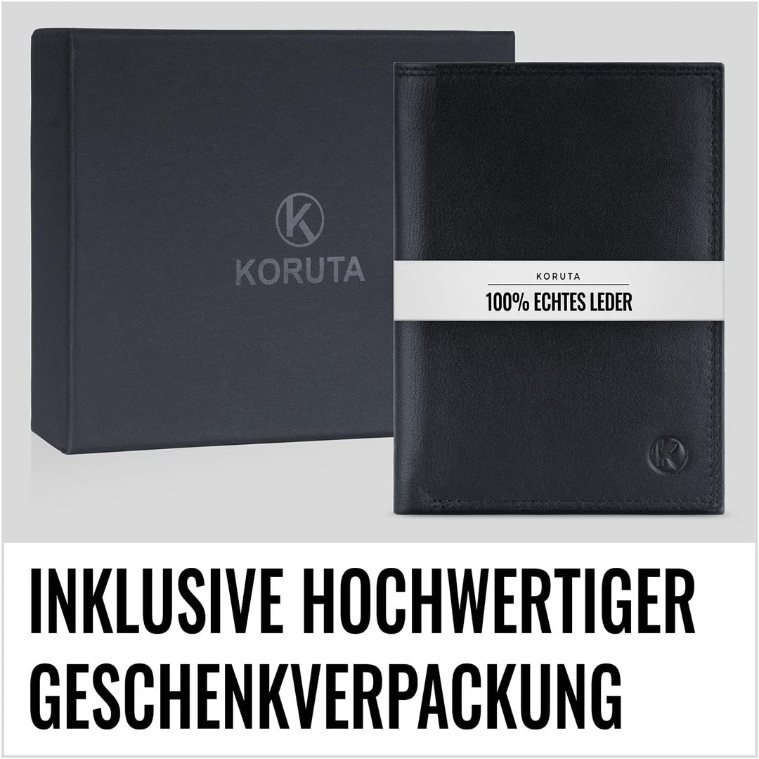 KORUTA Leder Geldbörse Herren mit RFID Schutz I Portemonnaie Gross mit Münzfach I 13 Fächer I Echtle