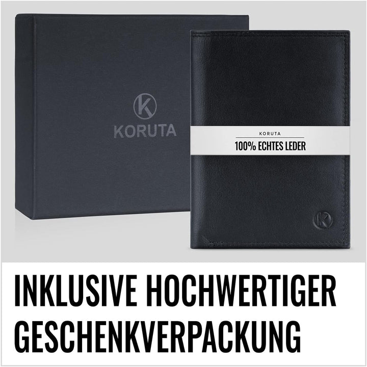 KORUTA Leder Geldbörse Herren mit RFID Schutz I Portemonnaie Gross mit Münzfach I 13 Fächer I Echtle