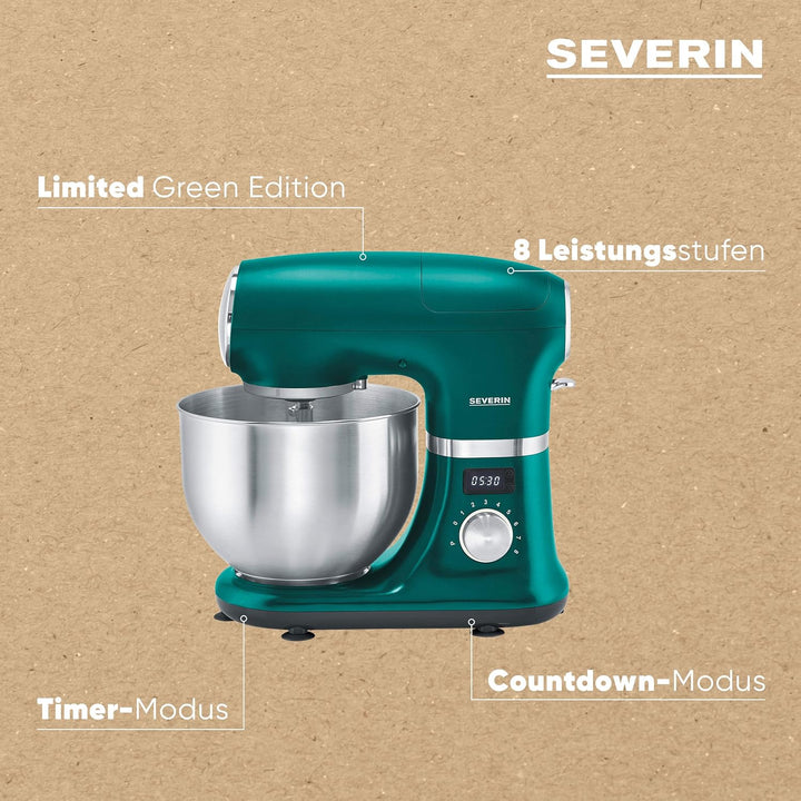 SEVERIN Küchenmaschine, grosse Knetmaschine für 3 kg Kuchenteig, robuste Teigmaschine mit Knethaken,