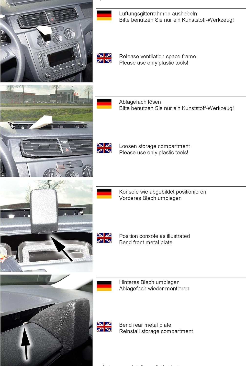 KUDA 5985 Halterung Kunstleder schwarz für VW Caddy ab 2015 (ohne Deckel Oben), 5985