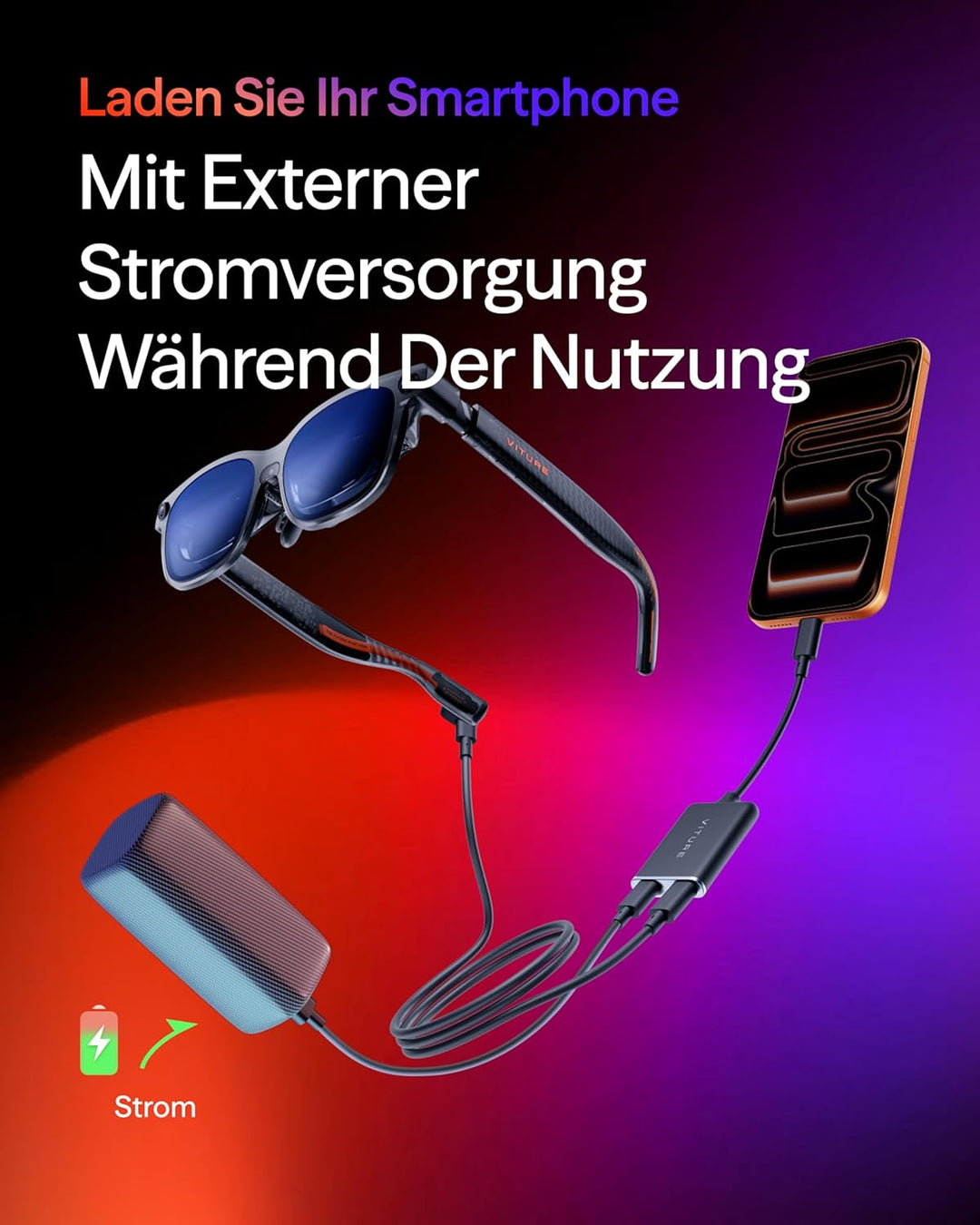 VITURE USB-C auf Brille und Ladeadapter, Laden und Spielen, Schalter, Dampfdeck