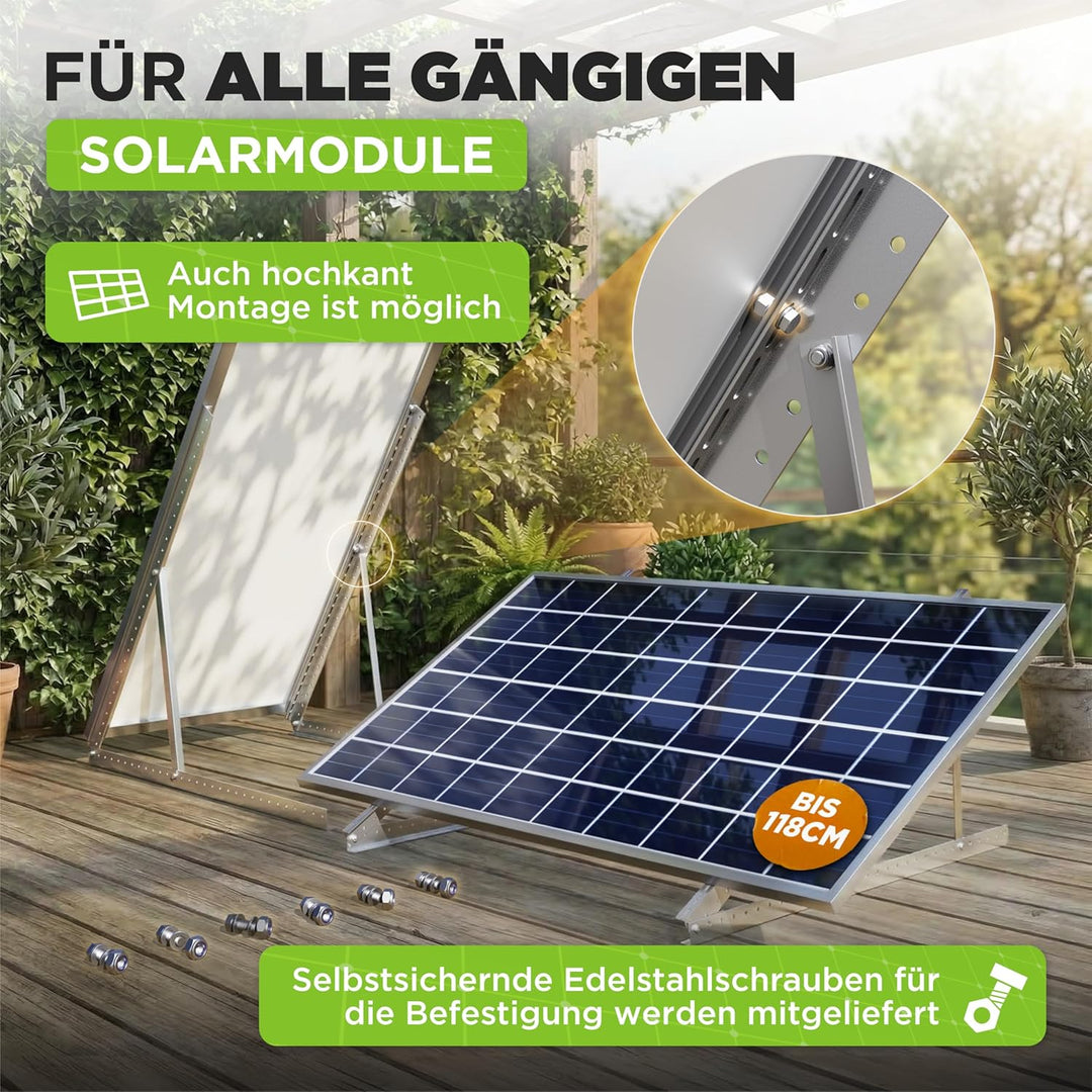 Drei Eichen - 4x Balkonkraftwerk Halterung.118cm stabiles 3mm Aluminiumprofil mit hochwertigen Edels