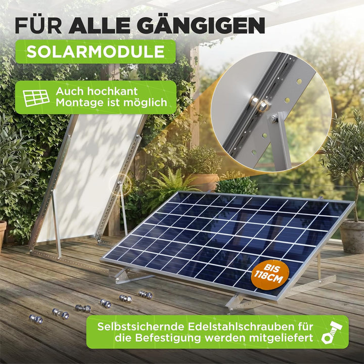 Drei Eichen - 4x Balkonkraftwerk Halterung.118cm stabiles 3mm Aluminiumprofil mit hochwertigen Edels