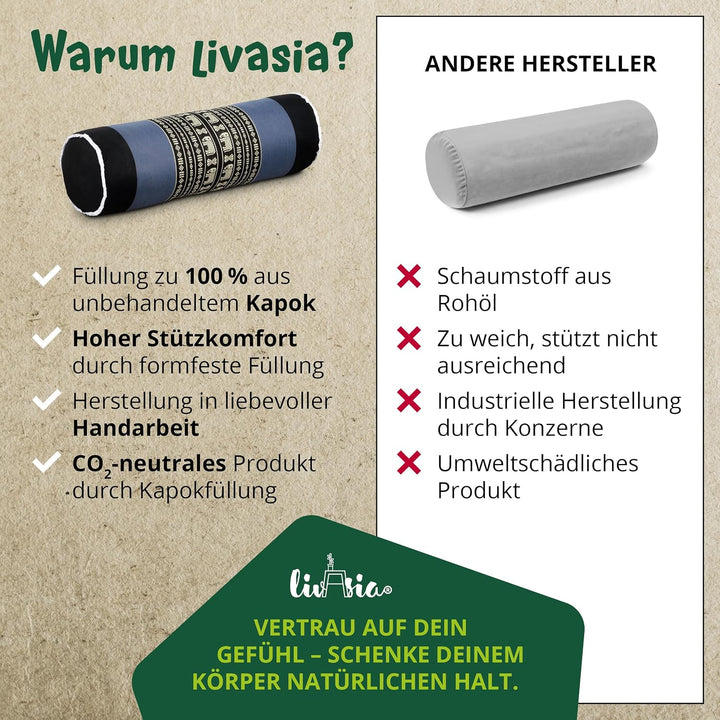 livasia Nackenrolle extralang Nackenstützkissen - Ø 17x56cm - Nackenkissen, Sofakissen Muster, Beinl