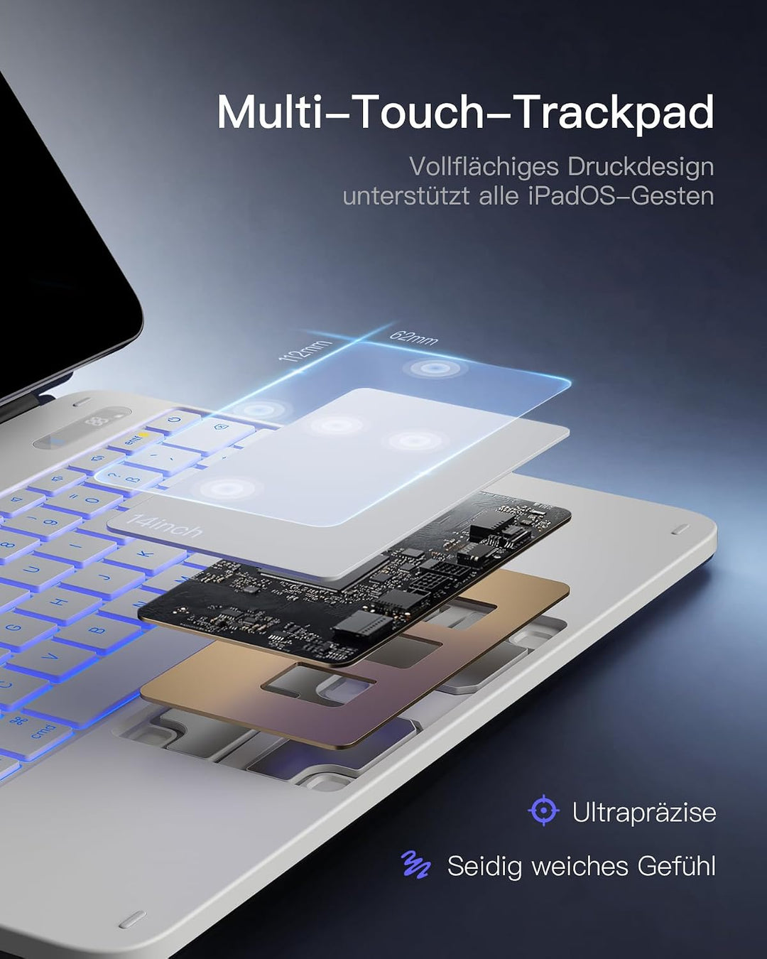 Inateck NeoMagic Magnetische Tastatur Hülle für 11 Generation 2025 A16 11 Zoll,iPad 10 Generation 10