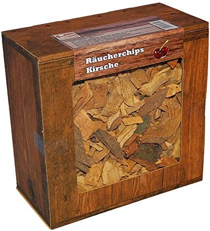 Landree Räucherchips Kirsche Box 3 Liter – Aromatische Wood Chips für Grill Smoker BBQ, 100% Natürli
