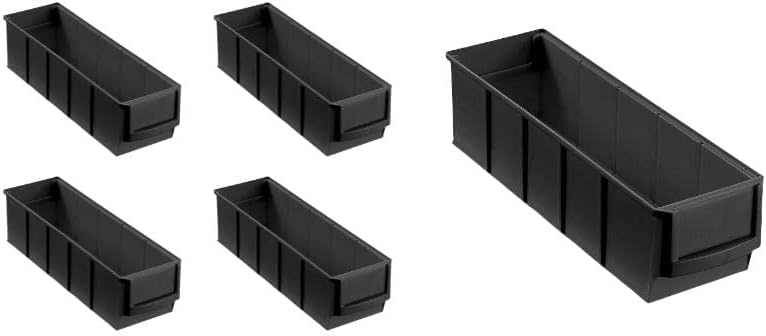 SparSet 5x Leitfähige Industriebox 300 S | HxBxT 8,1x9,1x30cm | 1,6 Liter | ESD, Sichtlagerkasten, S