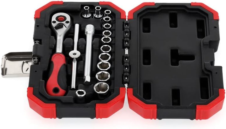 GEDORE red Steckschlüsselsatz, 16-teilig, Mit Umschaltknarre, Ratsche, Steckschlüssel, 1/4" 1/4 Zoll