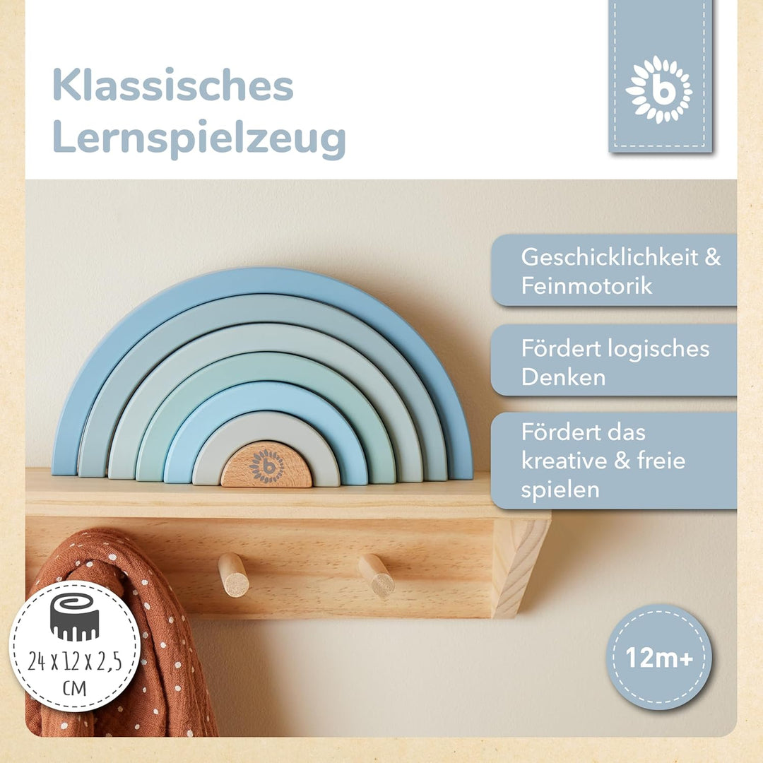 Bieco Holz Regenbogen Baby blau - Steckspiel Holz - Motorikspielzeug Holz Baby Regenbogen Holz gross