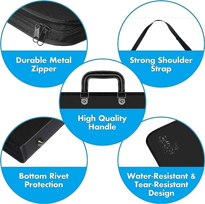 Zerodis Maltafel-Tasche, A3-Zeichnungs-Skizzentafel-Aufbewahrungstasche PVC-tragbare Malplatten-Tasc
