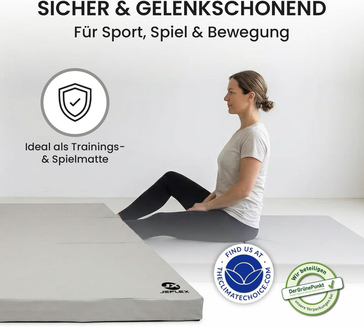 Jeflex - klappbare Weichbodenmatte & Turnmatte 210 x 100 x 8 cm MADE IN GERMANY/Gymnastikmatte tragb