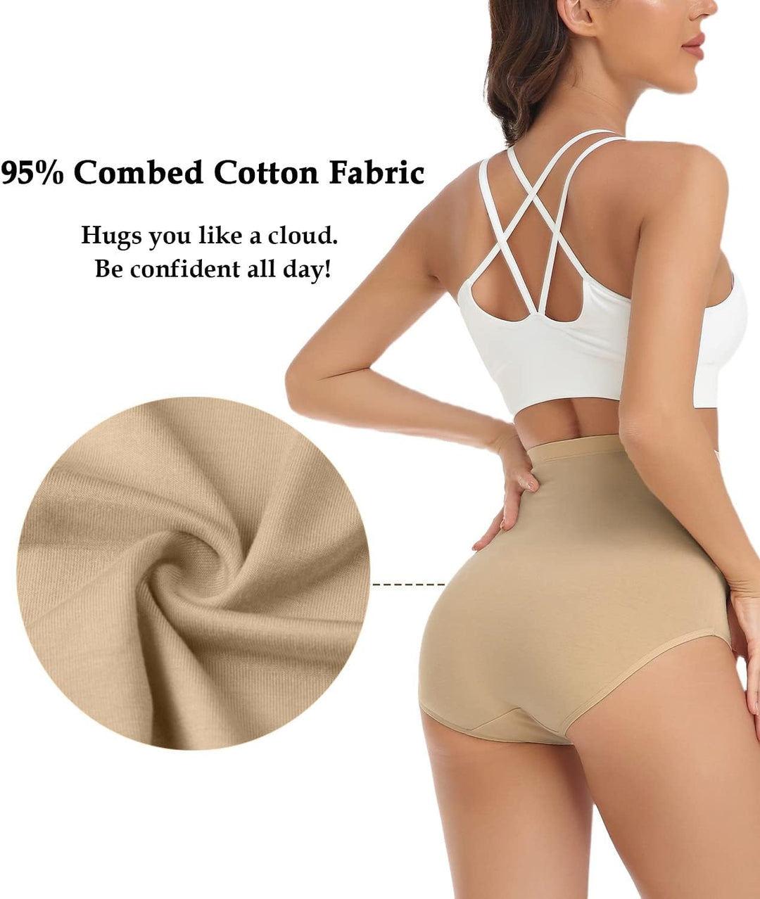 wirarpa Unterhosen Damen Baumwolle Unterwäsche Super Hohe Taille Frauen Slips 4er Pack M Beige, M Be