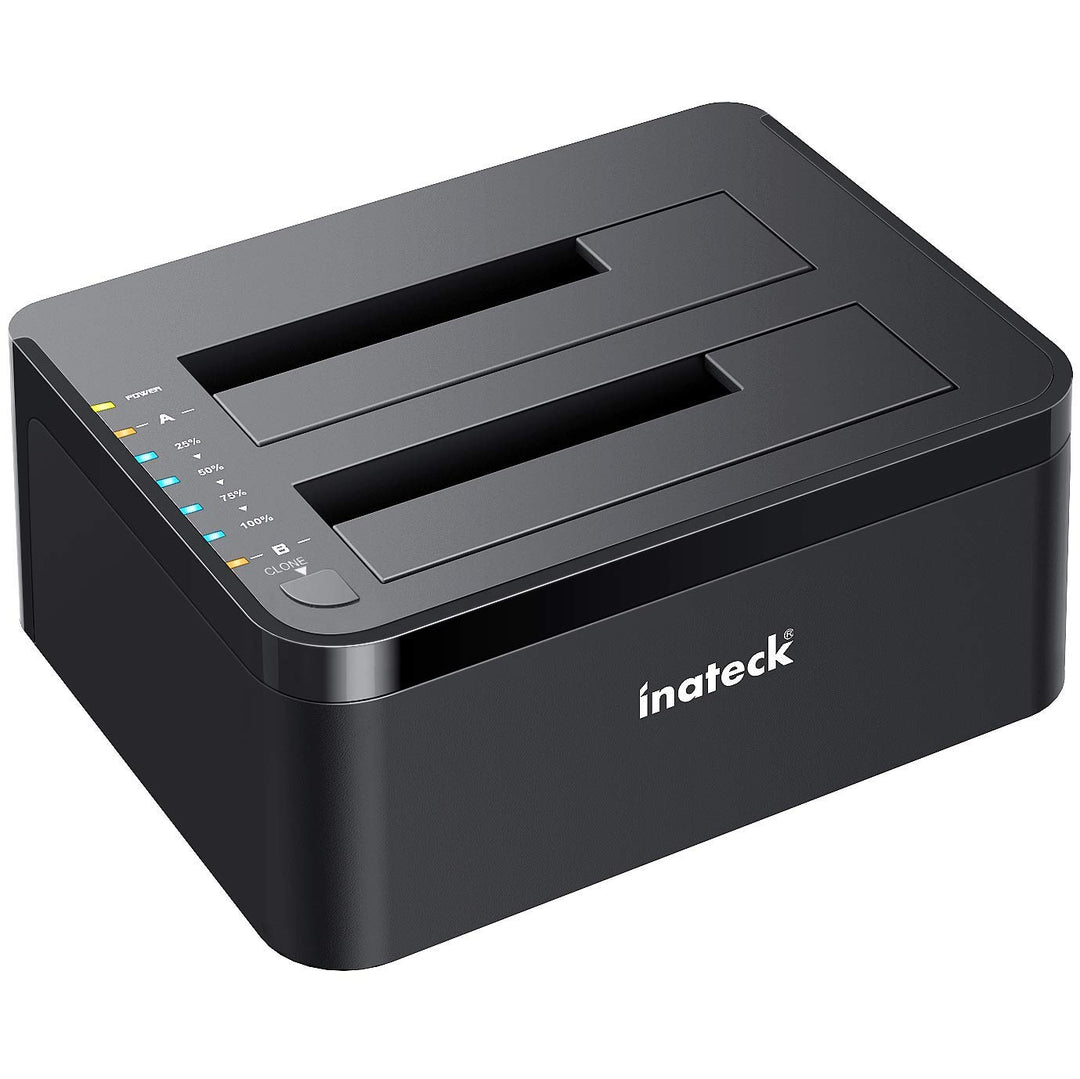 Inateck USB 3.0 Festplatten Dockingstation, Dual-Schacht Docking für 2,5/3,5 Zoll SATA HDD SSD, Offl