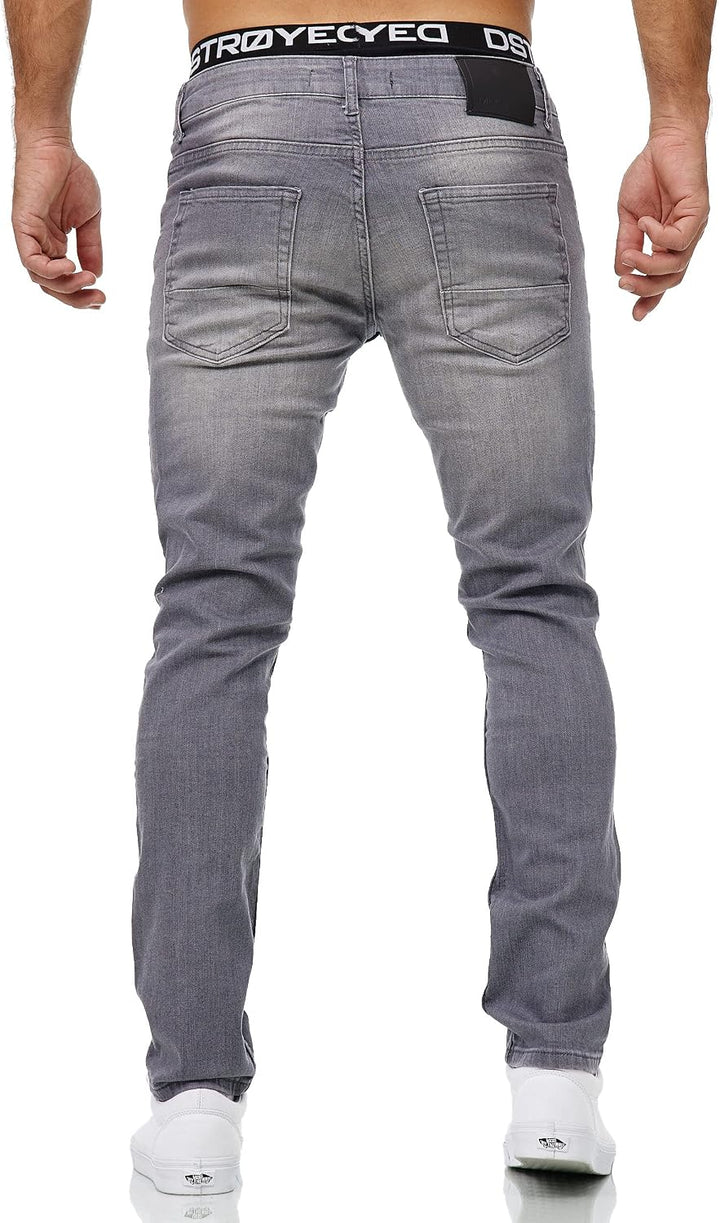 MERISH Jeans Herren Slim Fit Stretch Jeanshose Designer Hose Denim 9148-2100 29W / 32L 501-6 Grau, 2