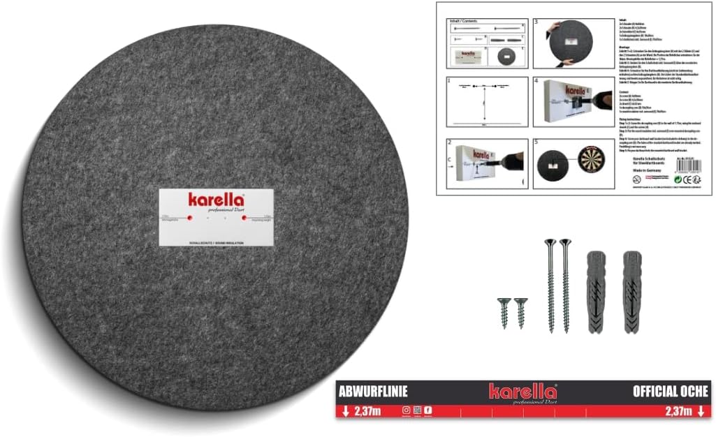 Karella Schallschutz für Steeldartboards mit integriertem Surround/Auffangring, 80% Geräuschreduzier
