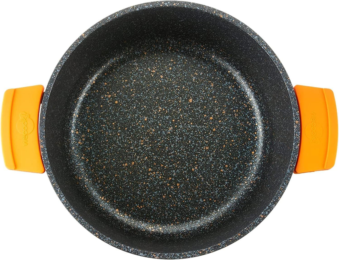 WECOOK! Ecochef Titan Niedrige Kochtopf 28 cm Induktion mit Glasdeckel, Antihaftbeschichtung QUANTAN