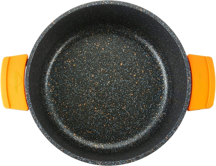 WECOOK! Ecochef Titan Niedrige Kochtopf 30cm Induktion mit Glasdeckel, Antihaftbeschichtung QUANTANI