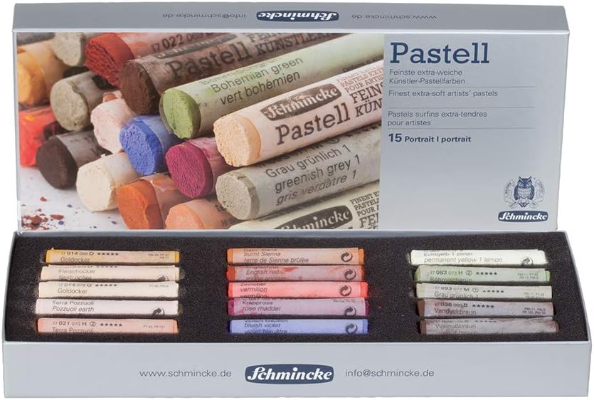 Schmincke – Pastell, 15 Farben „Portrait“, 77 415 097, Kartonset mit 15 Pastellstiften, handgefertig