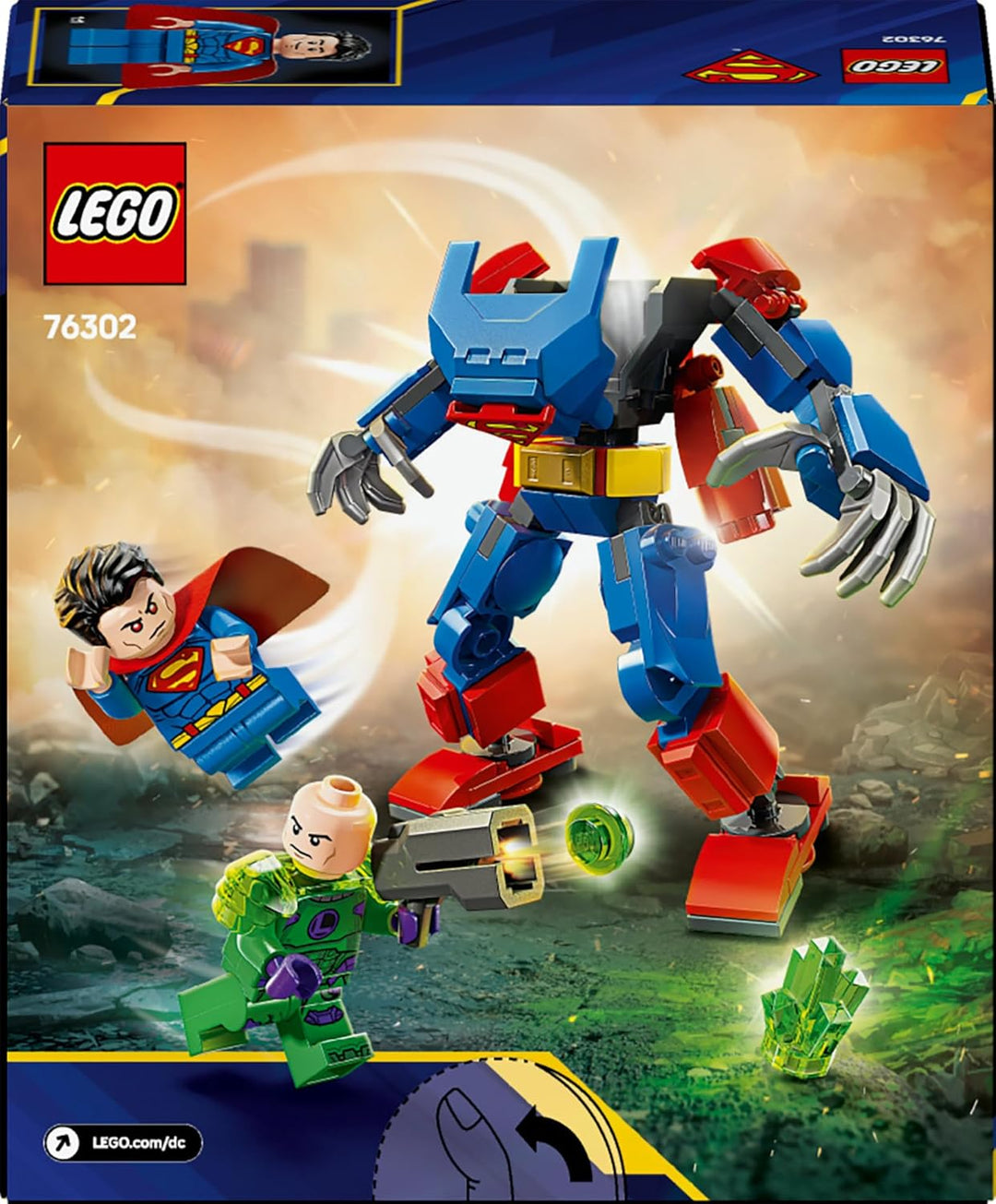 LEGO DC Superman Mech vs. Lex Luthor - Superhelden Spielzeug mit 2 Minifiguren - baubare Actionfigur