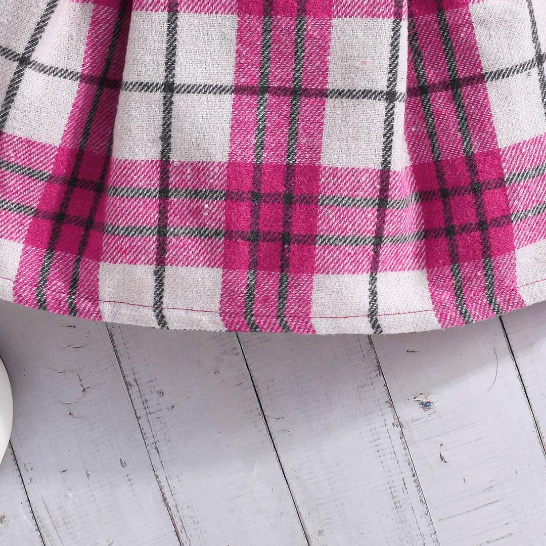 Kleinkind Mädchen Kleidung Puffärmel Langarm Gerippte Oberteile + Bowknot Plaid Mini Rock 2 Stück He