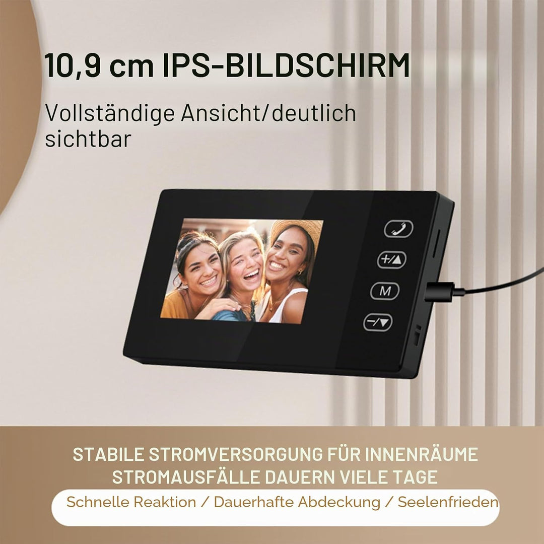2,4 G Kabellose Video-Türklingelkamera mit Display, 4,3-Zoll-IPS-Bildschirm, Video-Türsprechanlage,