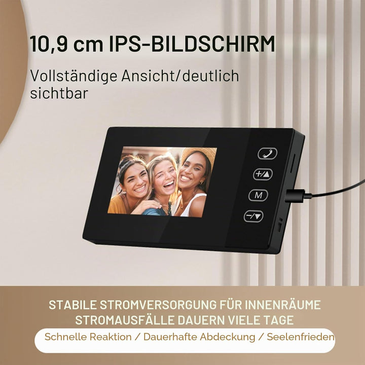 2,4 G Kabellose Video-Türklingelkamera mit Display, 4,3-Zoll-IPS-Bildschirm, Video-Türsprechanlage,