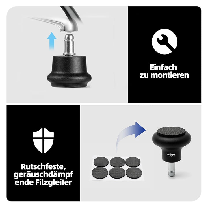 Sytopia 5 Stück Bodengleiter 2 Zoll, Höhe 6,5cm, mit Filzpads, Ersatz für Bürostuhl Rollen, Stuhlgle