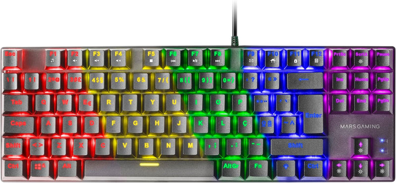 MARSGAMING Gaming MK80 Schwarz, Mechanische Tastatur TKL FRGB, Antighosting, Switch Mechanischer Bra