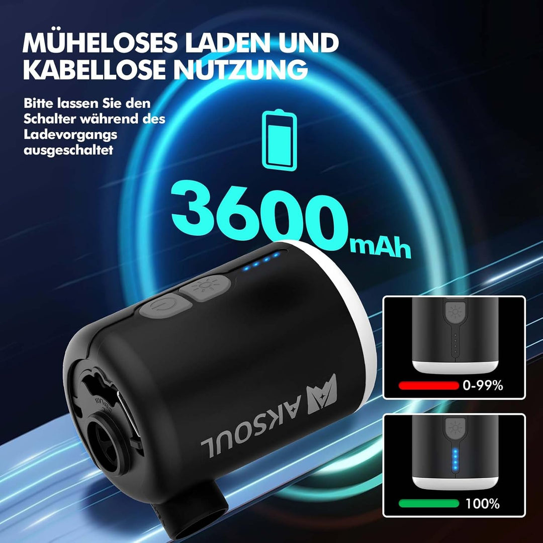 AKSOUL Elektrische Luftpumpe Pumpe Akku: 3600 4000mAh Wiederaufladbare Batterie AA Batterie Portable