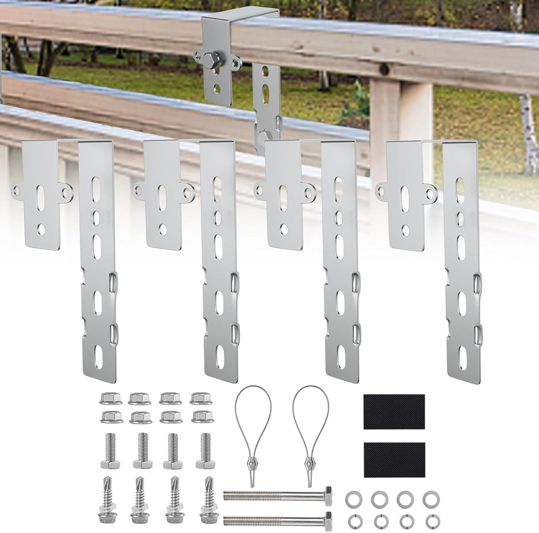 4PCS Solar Halterung Haken für Balkon - Eckig Photovoltaik Halterung für Solarmodule, Balkongelände,