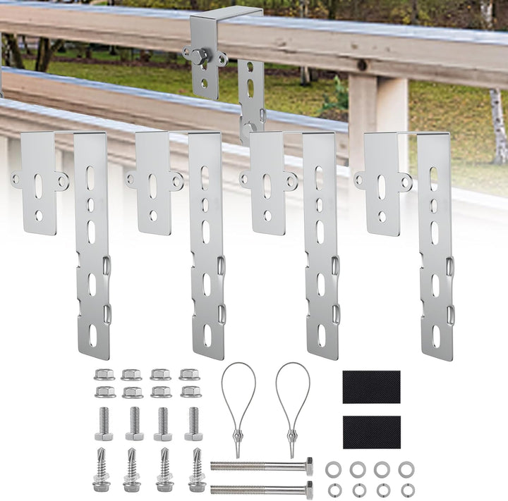 4PCS Solar Halterung Haken für Balkon - Eckig Photovoltaik Halterung für Solarmodule, Balkongelände,