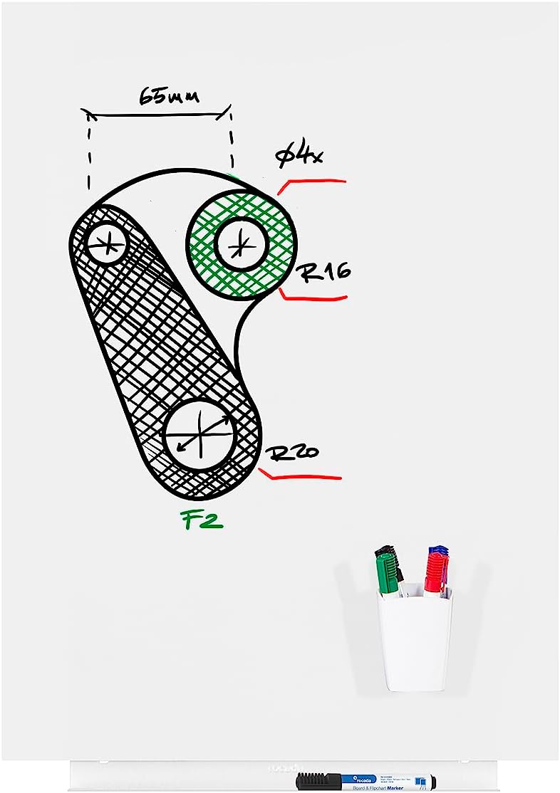 Rocada | Weisses magnetisches Whiteboard 55 x 75 cm | Rahmenloses magnetisches Whiteboard | Leicht a